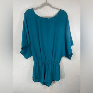 Haute Hippie 100% Silk Blue Romper in Aquamarine Women’s Medium Pockets